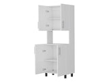 White Double Cabinet Kitchen Pantry with Open Storage B062P290273