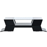 ZUN ON-TREND 6mm Glass-Top Coffee Table Open Shelves and Cabinets, Geometric Style Cocktail Table WF299270AAB