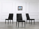 4pcs Elegant Dining Chairs with 6 Grids Decoration Backrest White Cushion Black 69161445