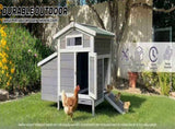 Outdoor Gray Free-Range Wooden Chicken Coop with Asphalt Roof, Pull-Out Tray, Nesting Box with Easy W773P461967