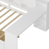 Wooden L-Shape Daybed with Seven Storage Cabinets and Two Storage Drawers, Multi-functional Bed with 96529688