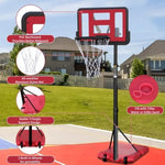 ZUN Use for Outdoor Height Adjustable 4.8 to 7.7ft Basketball Hoop 44 Inch Backboard Portable Basketball 58330131