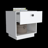 ZUN Paris 1 Drawer Nightstand , End Table, Side Table Open Lower Shelf -White B20092136