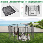 ZUN Dog Fence 40" H,8 Metal Panel Heavy Duty Pet Playpen Dog Fence with Door 79093590