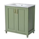 30 Inch Bathroom Vanity with Ceramic Sink, Freestanding Bathroom Vanity Set with Hidden Drawer, N710P192538F