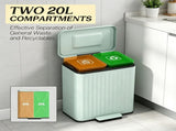 2 x 5.3 Gallon Step-On Trash Can with Lid, Removable Inner Buckets & Trash Bags Included, Light 88061553