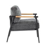 27.56" Modern Accent Chair with Plush Cushions, Minimalist Metal Frame, and Wooden Armrest Design N767P215306R
