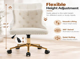 Teddy Fabric Swivel Office Chair, Adjustable Height with Casters, Tufted Backrest, Gold Metal Base, 09258532