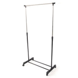 Single-bar Vertical & Horizontal Stretching Stand Clothes Rack with Shoe Shelf YJ-01 Black & Silver 62194653