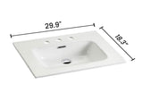 BB0930Y331, Integrated white ceramic basin with three predrilled faucet holes, faucet and drain W1865P164391