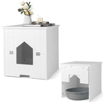 ZUN 20" Wooden Cat Litter Box White End Table 20025214