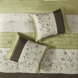 Embroidered 7 Piece Comforter Set Green Queen B03597123