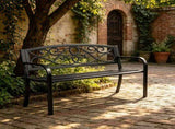 50" Metal Outdoor Bench with Backrest & Armrests, 550 lbs Load Capacity, for Garden, Patio & Front 69618709