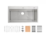 Kitchen Sink 30" x 22" Multifunctional Overmount Workstation Kitchen Sink S304 Stainless Steel T3177P286039