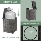 40*40*57cm Iron Frame Gas Bottle Storage Rattan Side Table Gray Gradient 08027849