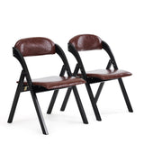 Set of 2 Wooden Folding Chairs with Padded Seats, Portable Simple Folding Chairs with Cushion for 56717735