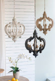 Farmhouse Chandelier, 6-Light Wood Chandelier Pendant Light Fixture with Adjustable Chain for Dining W2078137919
