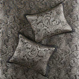 5 Piece Jacquard Bedspread Set with Throw Pillows Black Queen B03597641