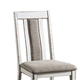 Set of 2 Upholstered Side Chairs in Weathered White and Warm Gray Finish B016P156291