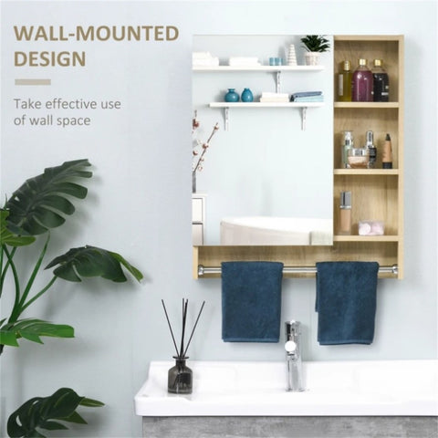 ZUN Wall mounted bathroom mirror cabinet with 3 storage shelves 74713217