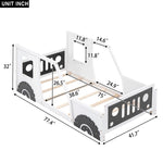 ZUN Twin Size Classic Car-Shaped Platform Bed with Wheels,White 49546489