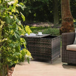 ZUN Outdoor PE Wicker Side Table with Storage, Patio Rattan End Table Square Container for Furniture 64589398