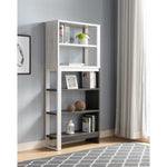 ZUN 5-Tier Home Display Cabinet, Two-Toned Freestanding Bookcase White Oak & Distressed Grey B107130938