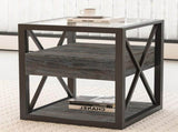 Set of 2 Modern End Table with Drawer - Nightstand for Bedroom Living Room, Rustic Wood Grain MDF W241P246927