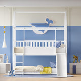 House Bunk Bed with Convertible Slide and Ladder, Floor Bunk Bed Twin Over Twin with Safety W1858P241095