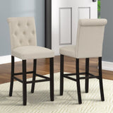 Leviton Solid Wood Tufted Asons Barstool, Set of 2, Tan T2574P165119