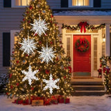 6PCS Set Christmas Tree Ornaments 6.1x1.8x6.3in Iron Snowflake Hanger Decorative Hanging Pendant for 26343927
