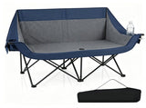 Navy Dual Person Heated Folding Camping Chair 4 Heating Zones 3 Temperature Levels, Heavy Duty 660 95735414