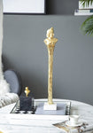 ZUN 5.5x5.5x28" Elongated Gold Roman Statue on White Marble Base W2078P172358