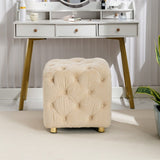 Beige Modern Velvet Upholstered Ottoman, Exquisite Small End Table, Soft Foot Stool,Dressing Makeup W1170103515
