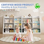 ZUN White Wooden Toy Storage Organizer Cabinet Kids Bookshelf Children Bookcase Toddler Baby Sling Book W2876P233536