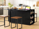 U-Style 47.2" Counter Height Table with Foldable Top & Power Outlet, Sideboard Buffet Cabinet & Bar N711P437715B