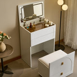 3 in 1 Vanity Desk, Flip Top Vanity Set with Mirror and 3 Drawer, Small Makeup Vanity Table with T3685P338704
