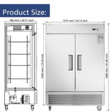 54"W Commercial Freezer 2 Section 2 Solid Door Stainless Steel Reach-in Freezer 42.2 Cu.ft. Upright N818P191848S