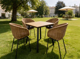 Square Patio Dining Table with Umbrella Hole, Heavy-Duty Iron Frame Wood-Plastic Composite Tabletop, W3990P466962