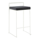 Fuji Contemporary Stackable Counter Stool in White with Black Velvet Cushion by LumiSource - Set of B202P221935