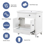 ZUN 30" Bathroom Vanity with Sink, Bathroom Cabinet with Two Doors and One Drawer, White 53306359