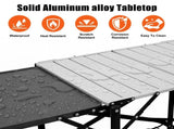 Foldable Aluminum Camping Kitchen Table Heat Resistant Slatted Tabletop, 4 Foldable Side Trays Mesh 08504141