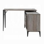 ZUN Grey Oak and Black 1-Drawer Writing Desk with USB Port B062P209221