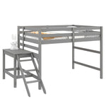 ZUN Full Loft Bed with Platform,ladder,Grey 72919783