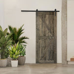 ZUN 36 in. x 84 in. Sliding Barn Door with 6.6FT Barn Door Hardware Kit & Handle ,K Frame,Solid Spruce 90706745