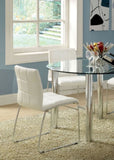 ZUN White Color Leatherette 2pcs Dining Chairs Chrome Metal Legs Dining Room Side Chairs B011136660