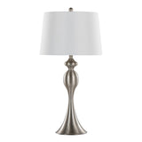 Ashland 30" Contemporary Metal Table Lamp in Brushed Nickel with White Linen Shade from Grandview B202P224108