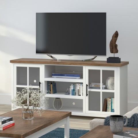 ZUN 67 inch TV Stand Console for TVs up to 80 inches, No Assembly Required, Jasmine Whitewash and B108P160165