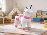 White 37.4" Unicorn Ride-On Horse, Plush Riding Pony with Rolling Wheels for Kids Ages 4-12, Active 62774709