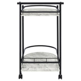 Black and Faux White Marble Serving Cart with Wine Rack B062P145636